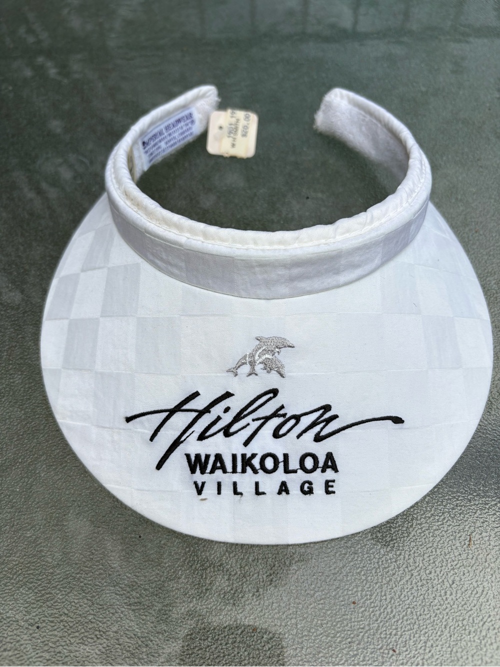Imperial Vintage Hilton Waikoloa Village Hawaii Sun Visor Hat White Checker NWT